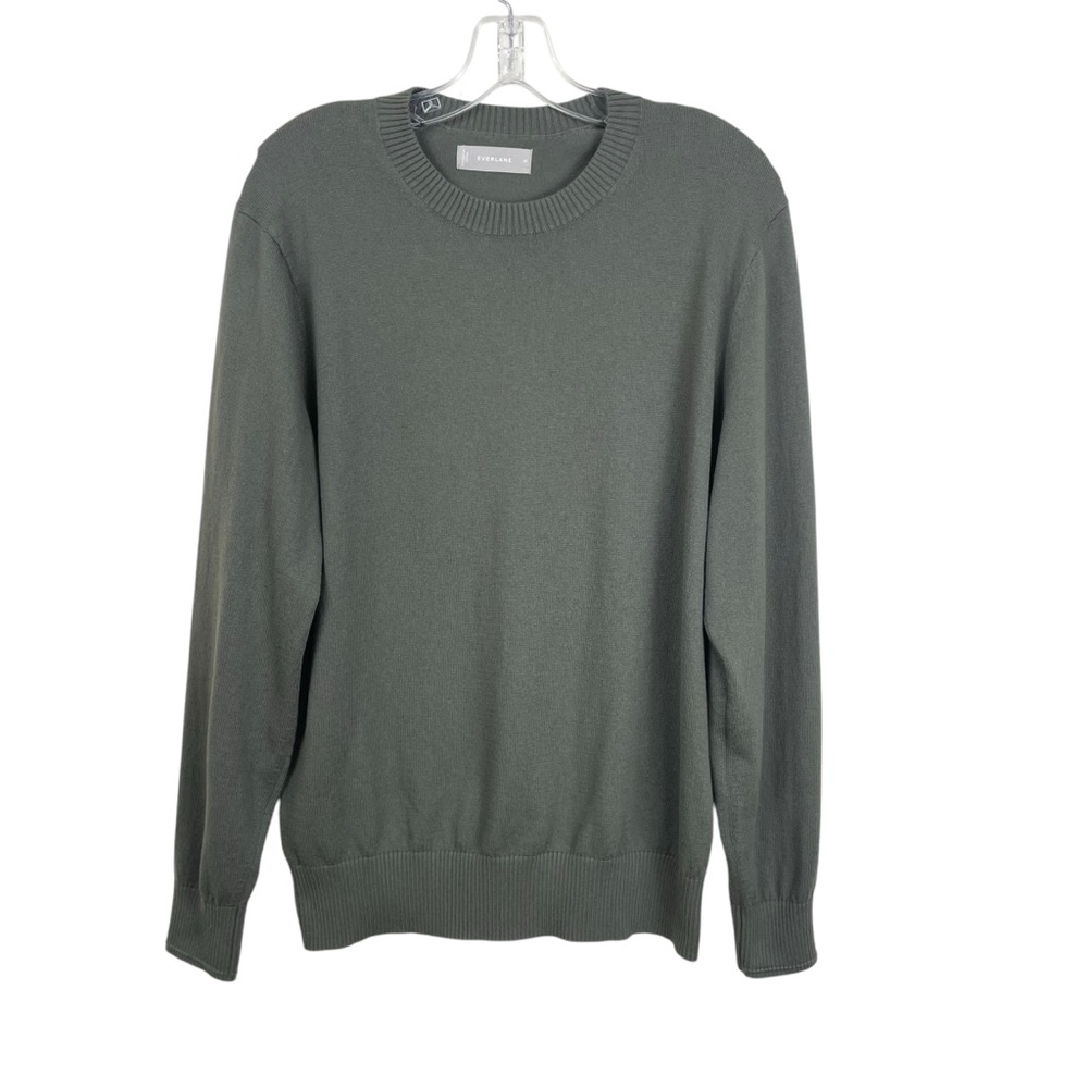 Everlane No-Sweat Crewneck Sweater in Olive Green